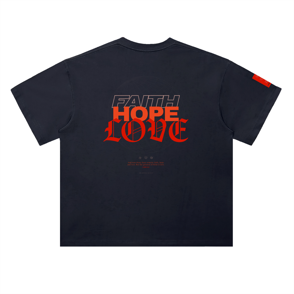 FAITH + HOPE + LOVE Heavyweight Drop Shoulder Cotton T-Shirt