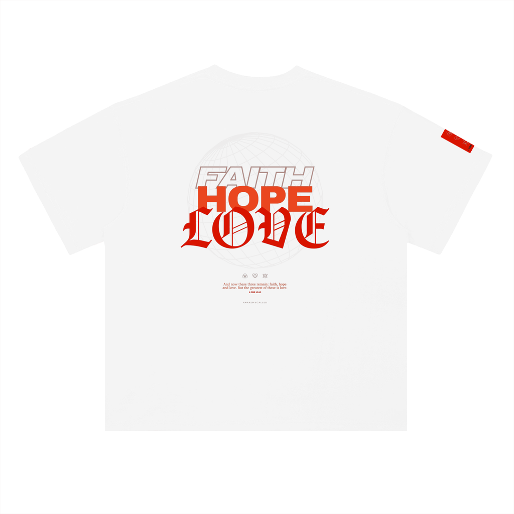 FAITH + HOPE + LOVE Heavyweight Drop Shoulder Cotton T-Shirt