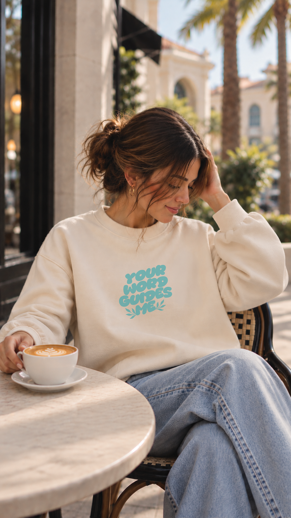AC-YOUR WORD _ Essential Fleece Mock-Neck Crew Sweatshirt