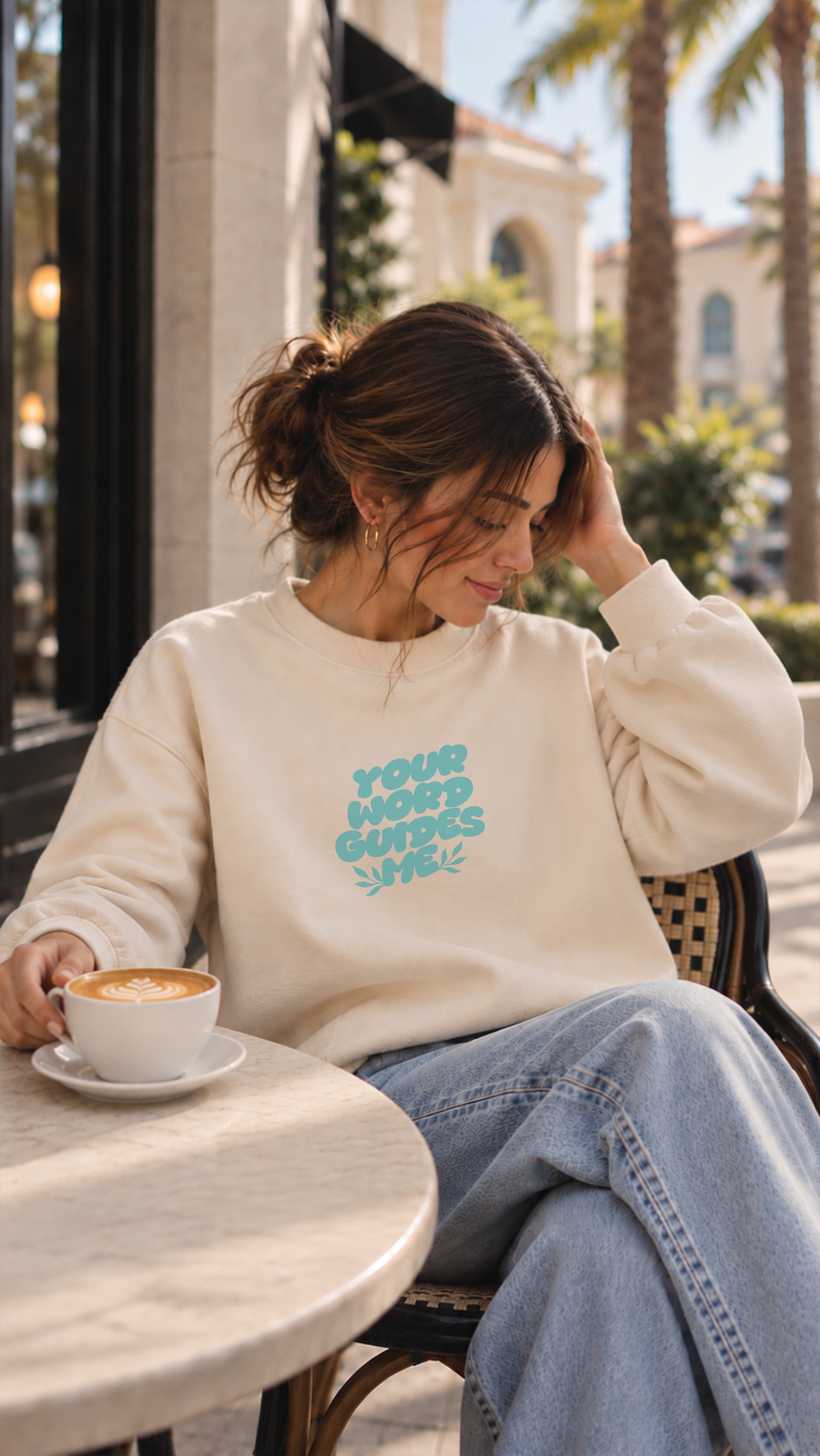 AC-YOUR WORD _ Essential Fleece Mock-Neck Crew Sweatshirt
