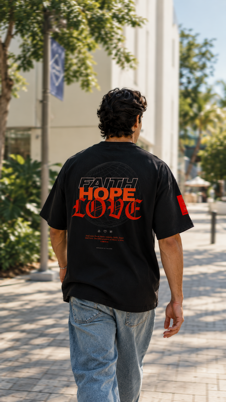 FAITH + HOPE + LOVE Heavyweight Drop Shoulder Cotton T-Shirt