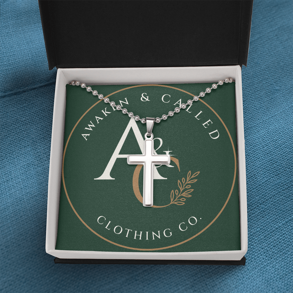 AC Artisan Cross Necklace - Ball Chain - Gold