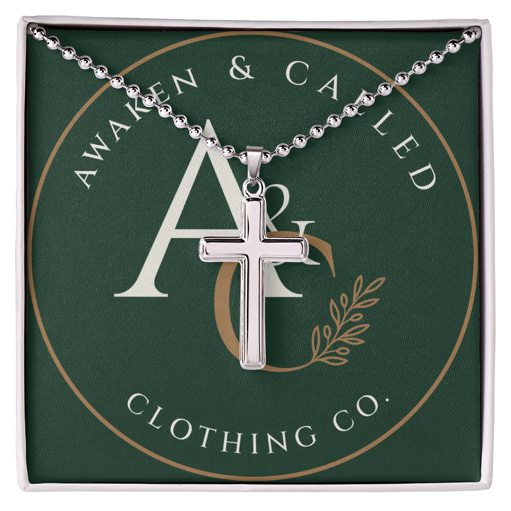 AC Artisan Cross Necklace - Ball Chain - Gold