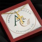 AC  Cross Necklace -  Snake Texture Chain - Gold