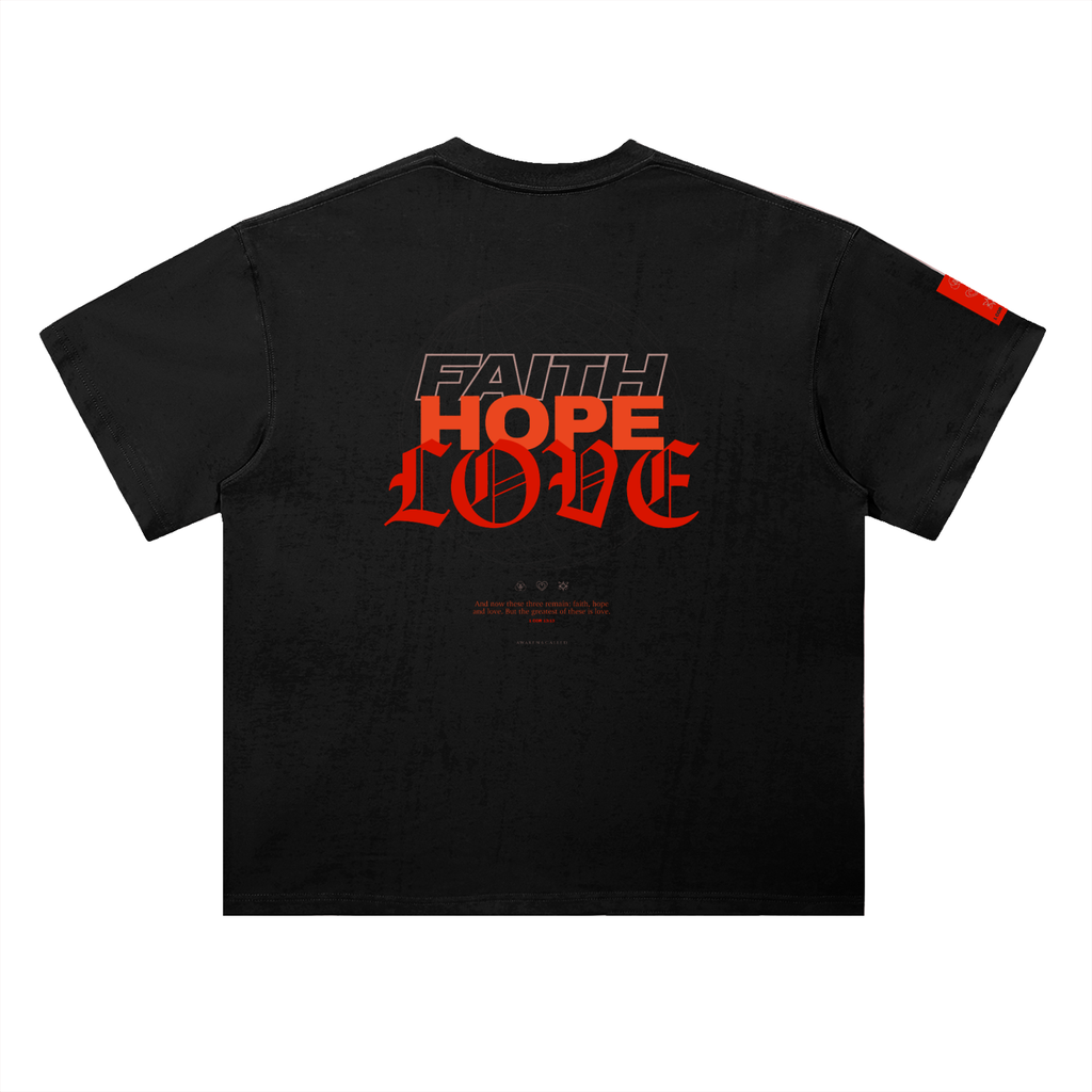 FAITH + HOPE + LOVE Heavyweight Drop Shoulder Cotton T-Shirt