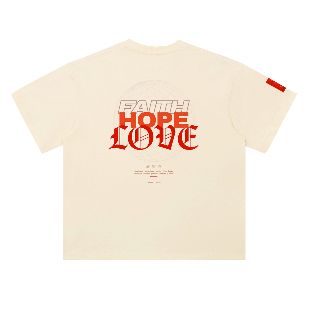 FAITH + HOPE + LOVE Heavyweight Drop Shoulder Cotton T-Shirt