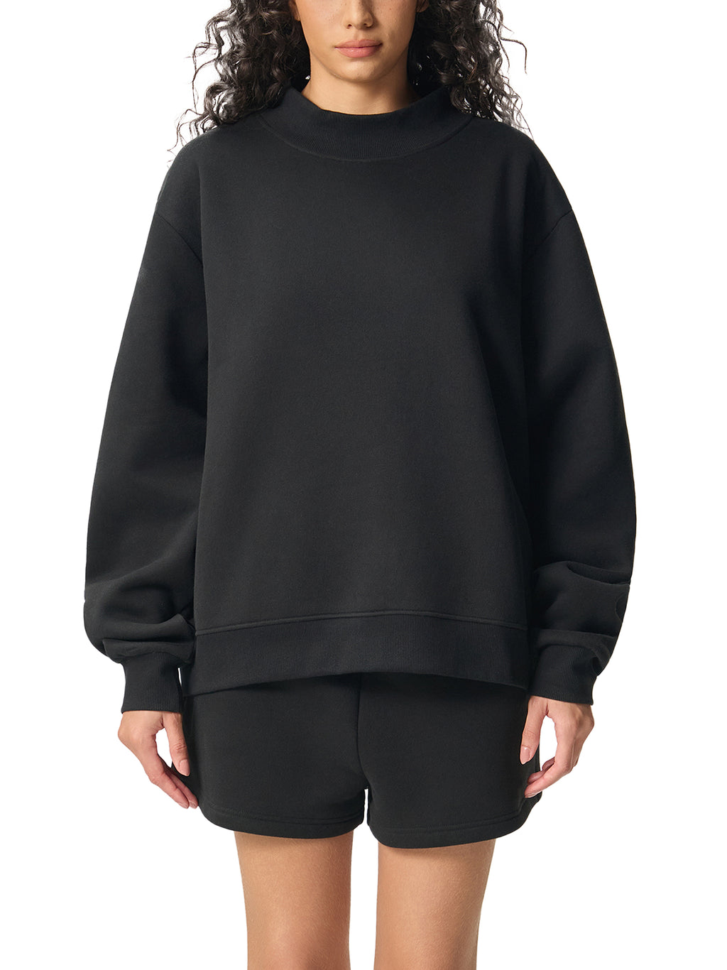 AC-YOUR WORD _ Essential Fleece Mock-Neck Crew Sweatshirt